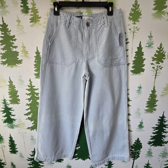Blue and White High Waisted Striped Wide Leg Baggy Pants - Picture 1 of 7
